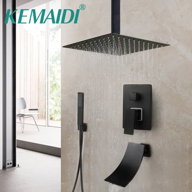 KEMAIDI noir mat salle de bains robinet de douche LED…