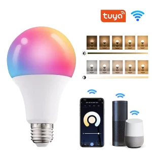 Tuya-Ampoules intelligentes Bluetooth WiFi, lampe LED RVB, Smart Life, commande vocale avec Alexa, Alice, Google Home, 15W