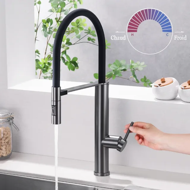 Robinet de cuisine flexible en bronze avec bec… – vue 5