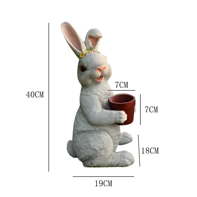 Bassin de maintien créatif en résine de lapin pour jardin – vue 6