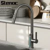 Nouveau mitigeur de robinet de cuisine extractible, cascade à affichage numérique de la température, pulvérisateur à jet de 3 Modes, robinet d&rsquo;évier d&rsquo;eau chaude et froide gris