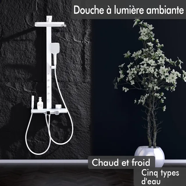 Colonne douche murale thermostatique tête pluie carrée… – vue 2