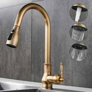 Robinets de cuisine extractibles en Bronze Antique