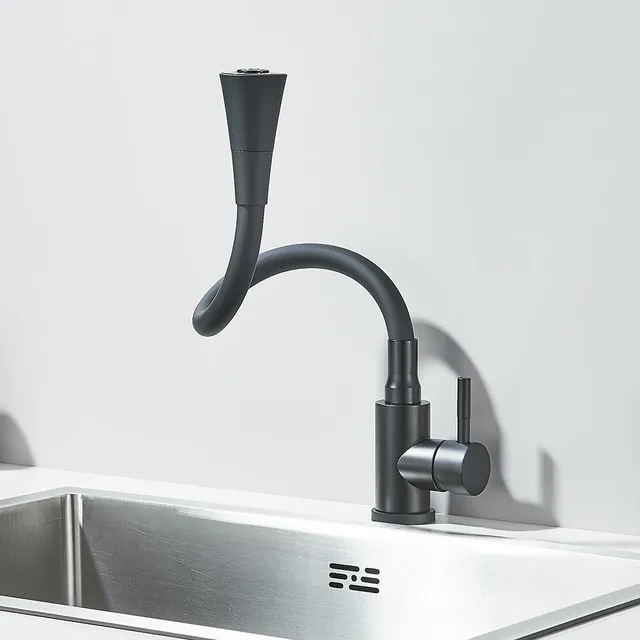 Robinet d'évier de cuisine noir mat – vue 4