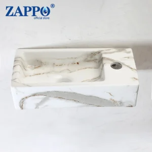 ZAPPO petit évier de salle de bains, lavabo mural en marbre, lavabo rectangulaire en céramique, lavabo de salle de bains sans robinet
