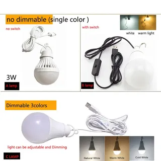 Ampoule LED USB 5V 3W 10W