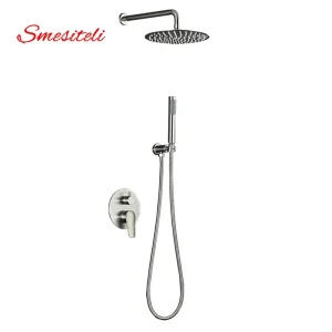Smesiteli-Système de douche à main sans plomb, ensemble de douche en acier inoxydable brossé, support mural HO8, en effet-12, moderne, SUS304