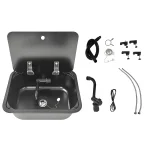 Évier RV avec robinet/robinet en acier inoxydable 304, avec couvercle en verre trempé, évier carré pour bateaux, caravane, camping-car, accessoires de cuisine