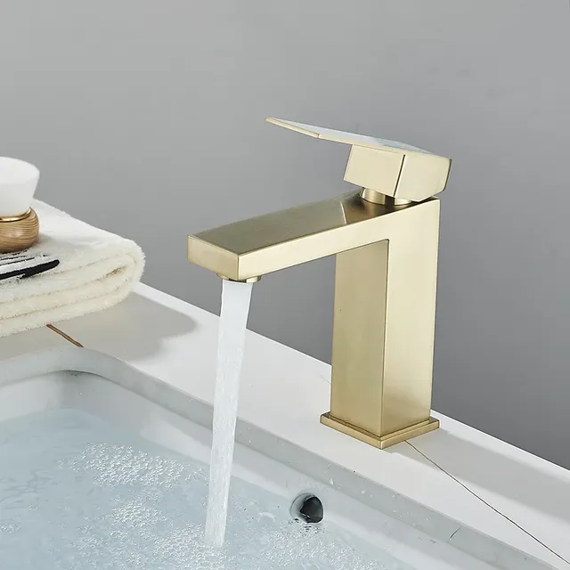Senlesen robinet de salle de bains en or brossé – vue 4