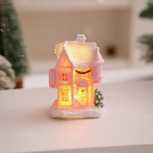 Petite maison de noël en résine scintillante – vue 4