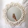 Miroir mural rond en macramé – vue 2