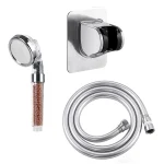 Pommeau de Douche Pressurisé avec Filtre pour T-shirts d&rsquo;Eau, Ensemble de Pommeau à 3 Fonctions pour Déterminer la Pluie, SPA Support de pomme de douche sans perforation Tuyau de 1,5 m Accessoires de salle de bain