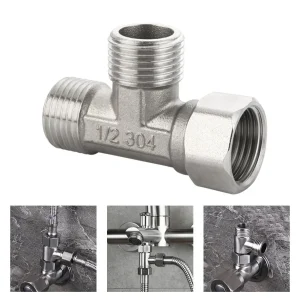 Valve adaptateur en T G1/2, inverseur à 3 voies pour toilettes, convertisseur en forme de T pour pulvérisateur de Bidet, douche, accessoires de salle de bains Valve adaptateur en T G1/2, inverseur à 3 voies pour toilettes, convertisseur en forme de T pour pulvérisateur de Bidet, douche, accessoires de salle de bains