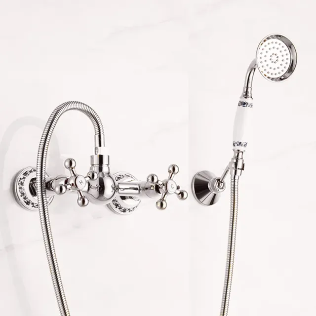 Robinet de douche mural en laiton doré – vue 2