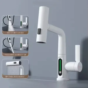 Robinet à affichage numérique pour rénovation de salle de bain, gris, Installation conviviale, conception de robinet polyvalente, installation sans tracas