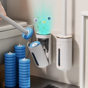 Nettoyeur de brosse de toilette jetable mural, avec tête de brosse, brosse de nettoyage à Long manche, accessoires de toilette, 8/16/24 pièces Nettoyeur de brosse de toilette jetable mural, avec tête de brosse, brosse de nettoyage à Long manche, accessoires de toilette, 8/16/24 pièces