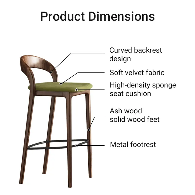 Tabouret de Bar en bois avec dossier – vue 4