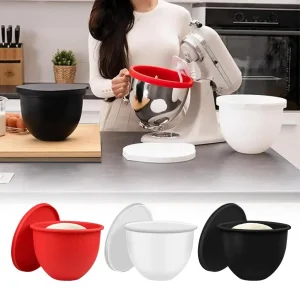 Bol en silicone avec couvercles inclus, accessoire de mélangeur, 1 pièce, doublures en silicone pour mélangeurs Kitchenaid à tête inclinable de 5 Qt, accessoires de mélangeur ﻿