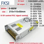 Alimentation à découpage réglable AC-DC 5V 12V 24V 36V 48V 60V 80V 120V 160V 220V 480W