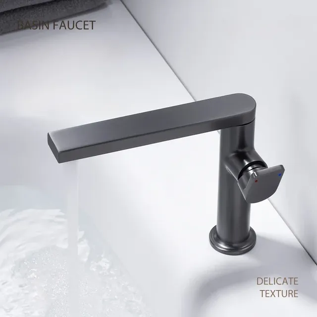 Mitigeur Lavabo Monotrou Laiton Cascade Bec Plat… – vue 4