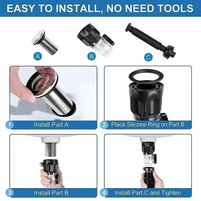 Siphon flexible lavabo bouteille PVC ABS noir mat tube… – vue 5