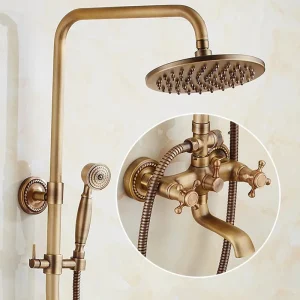 Pommeau de douche mural en laiton antique, robinet de robinet, ensemble de douche, baignoire, type de douche, centre commercial