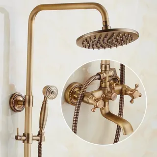 Pommeau de douche mural en laiton antique