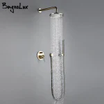 Ensemble de système de douche en or brossé, mitigeur de douche 8-12 pouces, montage mural, voies de dérivation chaude et froide, robinet de salle de bains