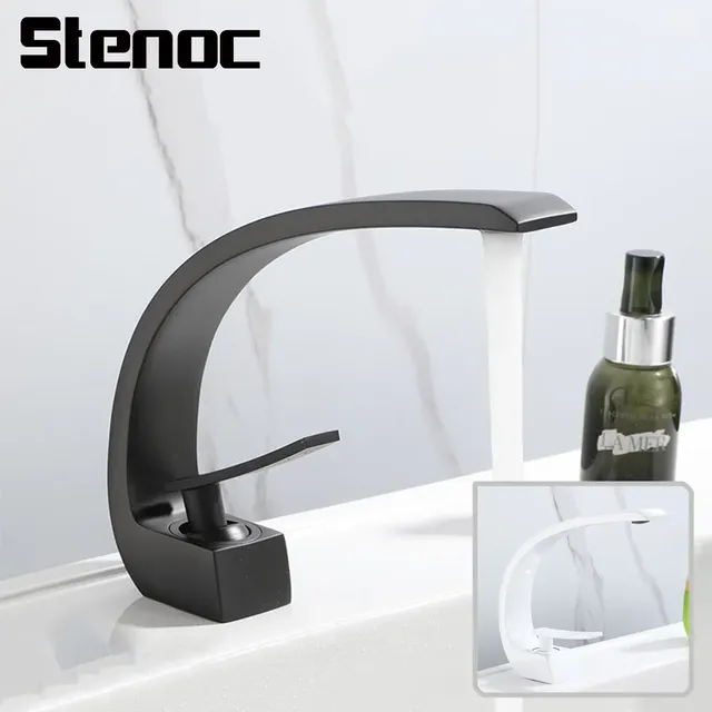Robinets de lavabo de conception courbe noir/blanc – vue 2