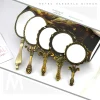 Miroir de maquillage à poignée, miroir à main pliant avec style antique, miroir à main en cuivre bleu et rouge DIY