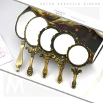 Miroir de maquillage à poignée, miroir à main pliant avec style antique, miroir à main en cuivre bleu et rouge DIY