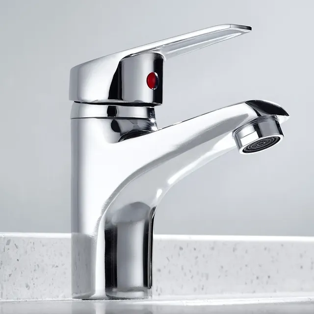 Robinet de lavabo de salle de bains chromé à poignée… – vue 2