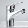 Robinet de lavabo de salle de bains chromé à poignée… – vue 2