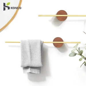 porte serviettes barre mural aluminium laiton brossé mat bois noyer supports ronds minimaliste scandinave montage rapide charge lourde antirouille antirayures