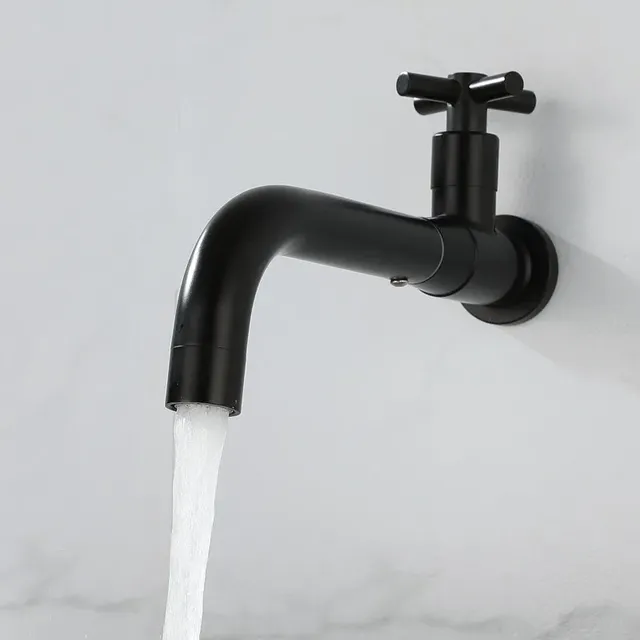 Robinet d'eau froide simple mural en acier inoxydable – vue 2