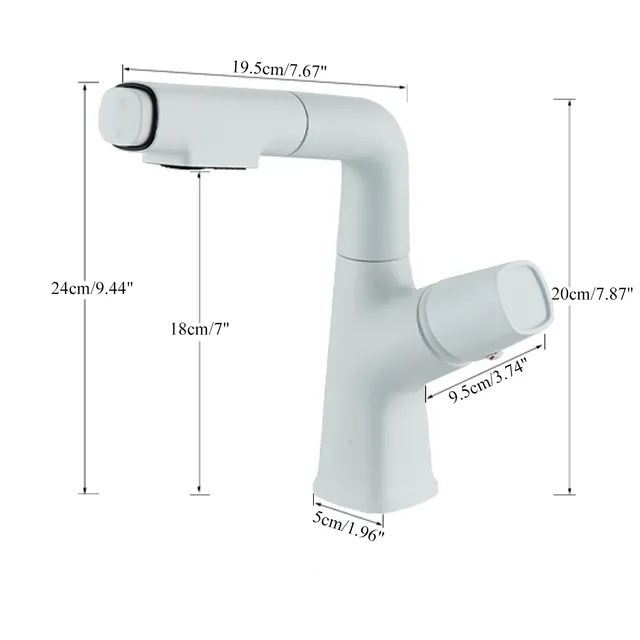 Robinet d'évier de lavabo blanc extractible soulève vers… – vue 3