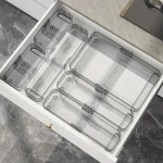 Rangement de cuisine avec compartiments rétractables, boîte de rangement de couverts de bureau avec cloisons, couteaux, fourchettes, organisateur de cuisine