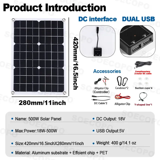 Kit de panneaux solaires portables SOECOPO 1000W… – vue 2