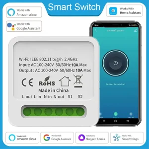 Commutateur Wifi intelligent, Module de commutateurs d&rsquo;éclairage pour maison intelligente, disjoncteur de contrôle à distance bidirectionnel, fonctionne avec Alexa Google Alice Smartthings
