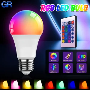 Ampoules LED AC 220V E27 RGB Bombillas lampe à LED télécommande IR modifiable coloré RGB Ampoules blanches projecteur ampoule LED Ampoules LED AC 220V E27 RGB Bombillas lampe à LED télécommande IR modifiable coloré RGB Ampoules blanches projecteur ampoule LED