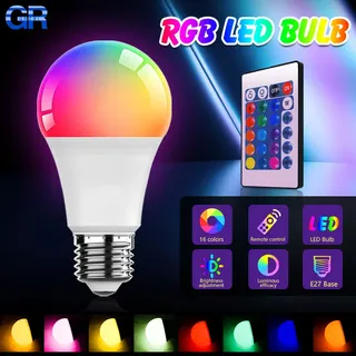 Ampoules LED AC 220V E27 RGB Bombillas lampe à LED télécommande IR…