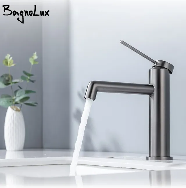 HOBasin-Robinet d'eau chaude et froide en laiton gris – vue 2