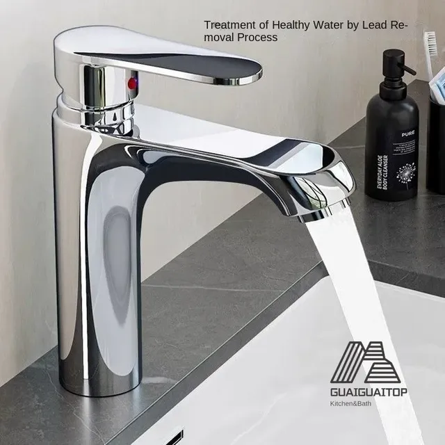 Mitigeur lavabo monocommande contemporain chrome poli… – vue 2