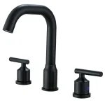 Robinet de bassin en or brossé, Cascade chaude et froide, Robinet d&rsquo;eau, Évier antique, Total Black, Fets, 3 trous