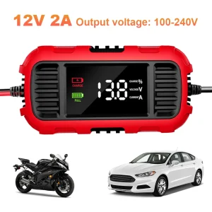 12V 2A chargeur de batterie de voiture chargeur de maintien de batterie mainteneur voiture moto chargeur de batterie au plomb pour Batteries de moto