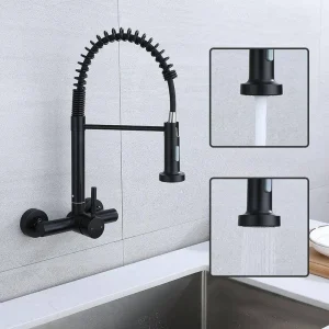 Robinet de cuisine extractible en acier inoxydable, 2 modes, mural, salle de bains, évier de cuisine, lavabo mélangeur froid et chaud, robinet à 360 degrés Robinet de cuisine extractible en acier inoxydable, 2 modes, mural, salle de bains, évier de cuisine, lavabo mélangeur froid et chaud, robinet à 360 degrés