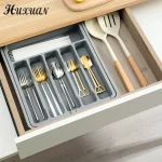 Organisateur de couverts, plateau de rangement réglable pour couverts, cuillère extensible, fourchette, diviseur, organisateur de tiroir