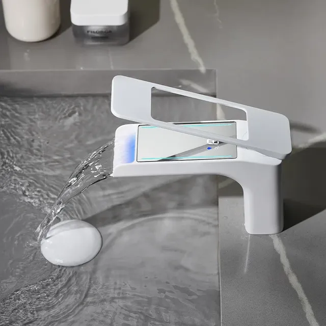 Mitigeur lavabo monocommande cascade bec plat large… – vue 3