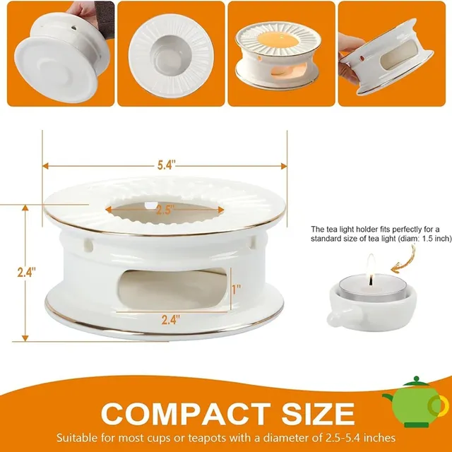 Chauffe théière porcelaine blanche bordure dorée… – vue 5