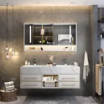 Accessoires d&rsquo;armoire de salle de bain, lavabo, lumière intelligente, planche de roche de luxe, combinaison minimaliste nordique intégrée, livraison gratuite
